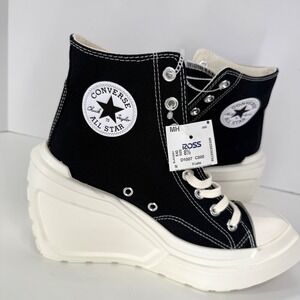 New women's Converse CHUCK 70 DE LUXE WEDGE A06478C black size 8.5